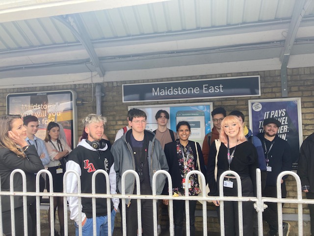 Students arriving at Maidstone East Community Rail Week 2022 Ashford College