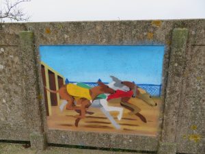 Mural depicting greyhound racing