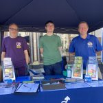 Chris, Dominic and Gary at under the gazebo our stall. There is an array of brochures about where to cycle in Kent.