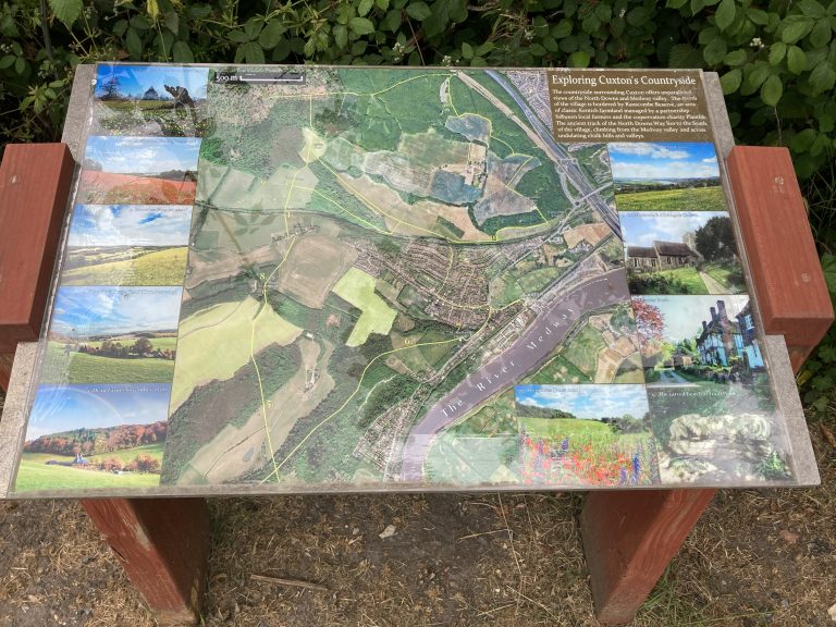 A display board showing points of interest in the countryside around Cuxton