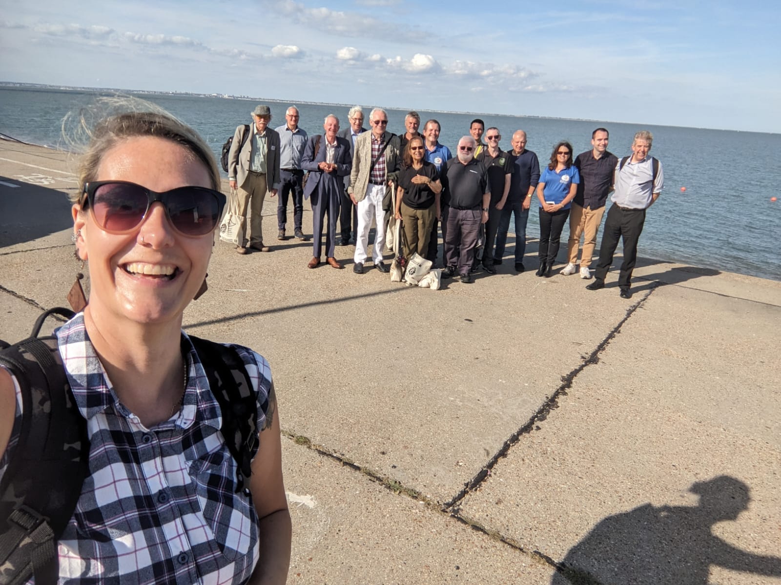 A selfie of Clare and our members taking the sea air on Sheerness Prom.