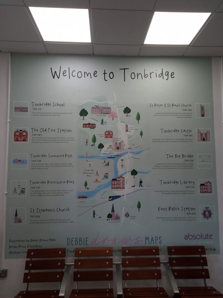 A mural depicting a map of Tonbridge town