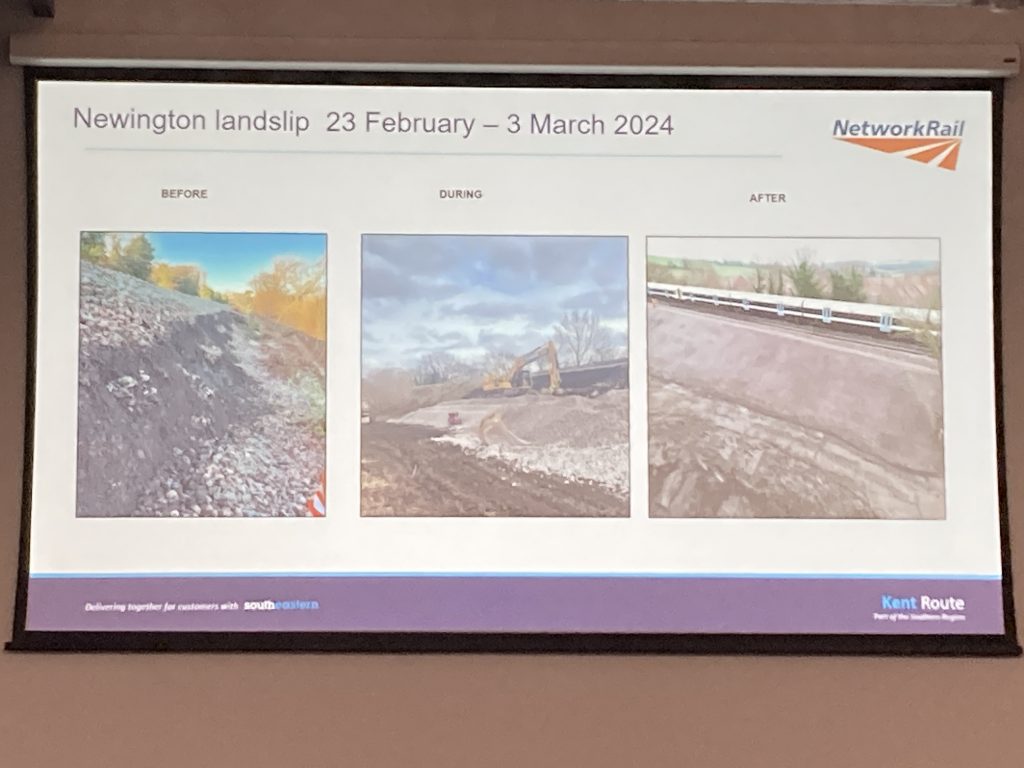 Slide from presentation. Newington landslip 23 February - 3 March 2024