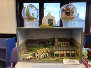 A diorama depicting a village scene
