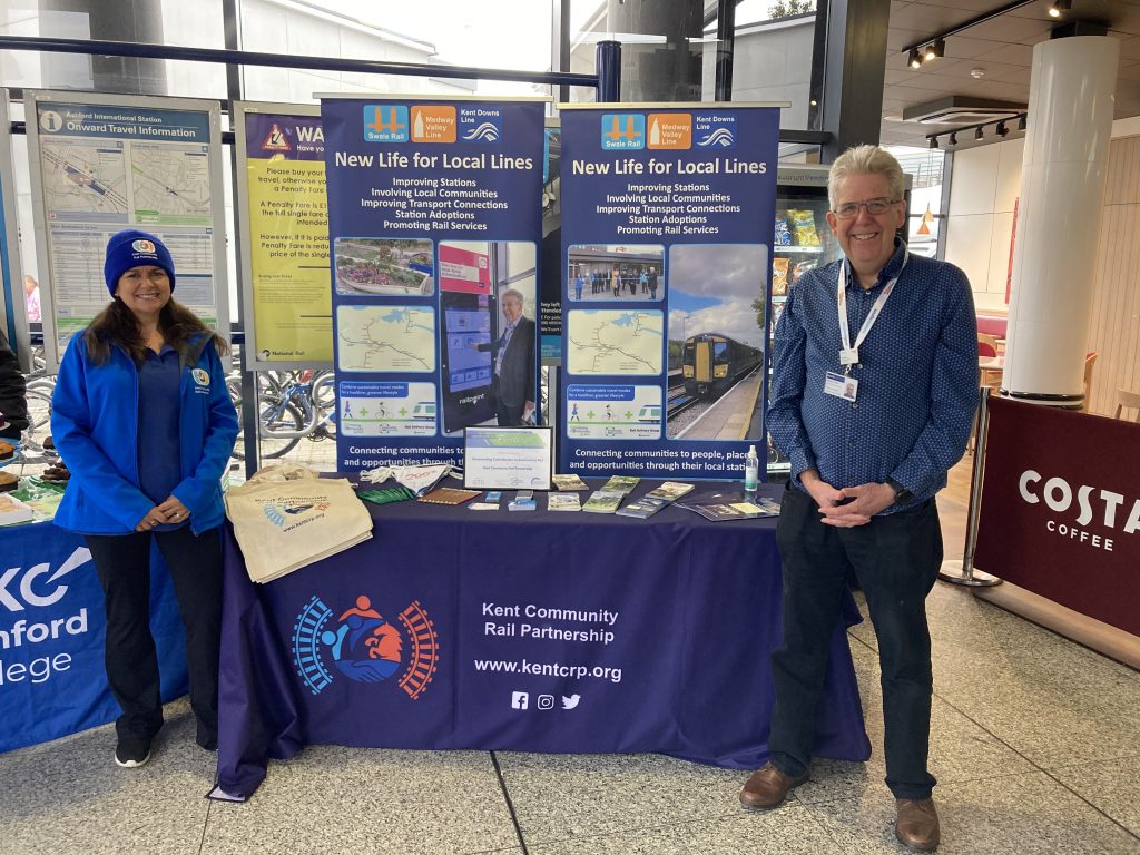 Matt and Therese at a Kent Community Rail Partnership promotional stall.