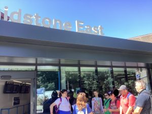 Therese briefs the students outside Maidstone East