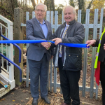 Chris and Clive cut the ribbon to open the nature garden