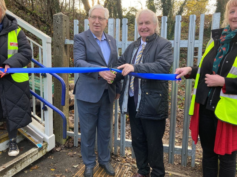Chris and Clive cut the ribbon to open the nature garden