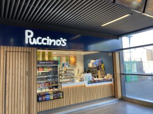 Pucchinos, a refreshment kiosk at Rochester station serving soft drinks and snacks.